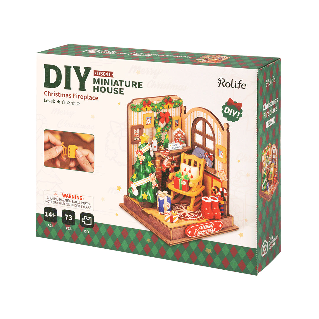 Rolife Christmas Fireplace DIY Miniature House Kit DS041