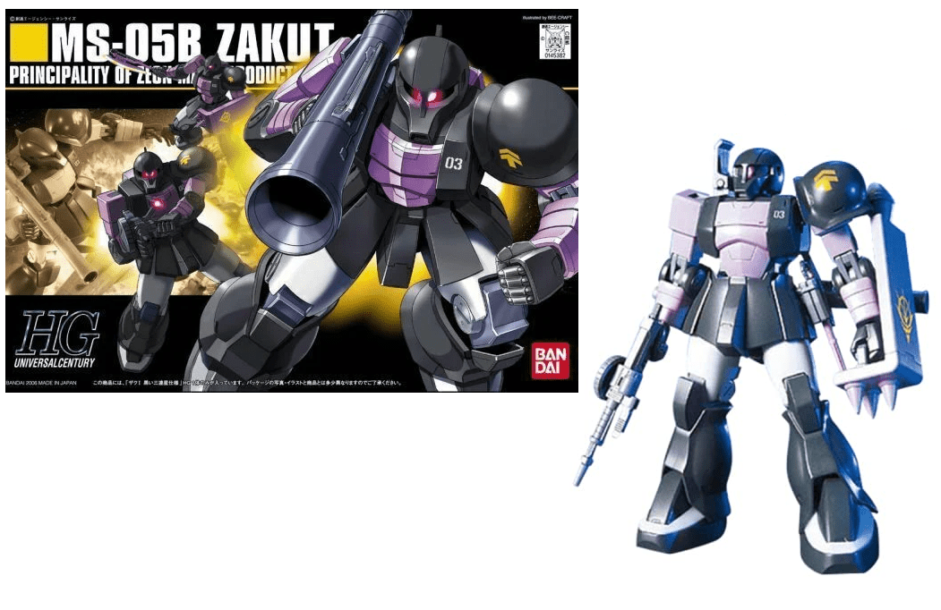 Bandai - Bandai Gundam HGUC MS - 05B Zaku I Model Kit 1/144 – Black Trinity Ver.