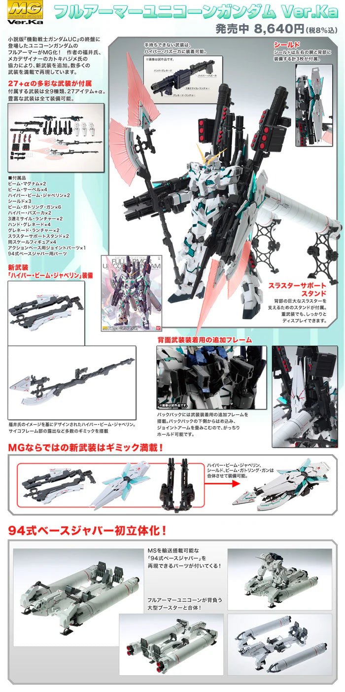 Bandai - Bandai Gundam MG 1/100 Full Armor Unicorn Ver.Ka Model Kit