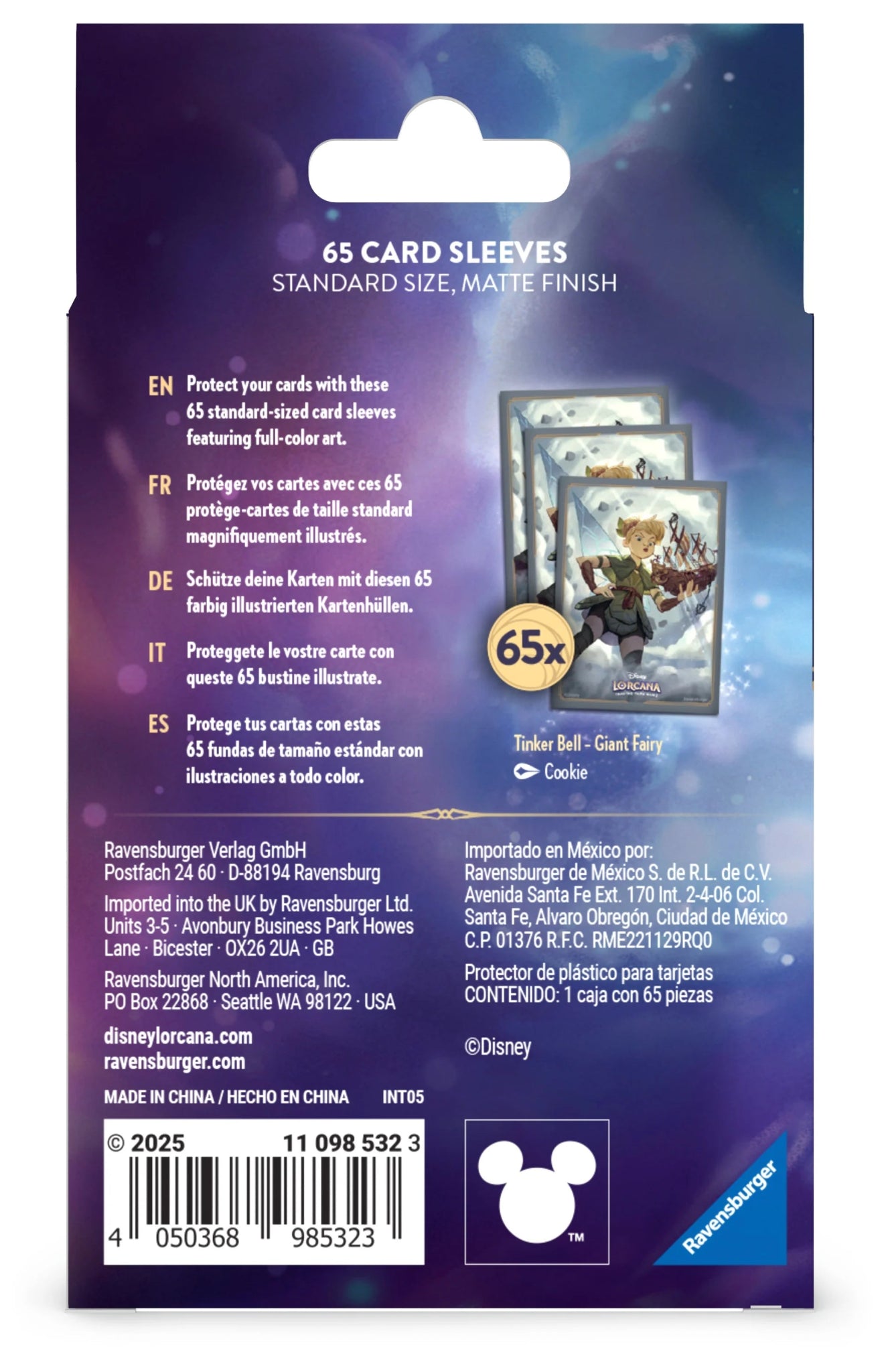 Ravensburger - Disney Lorcana Card Sleeves – Tinker Bell Chapter 8 (65 Pack)