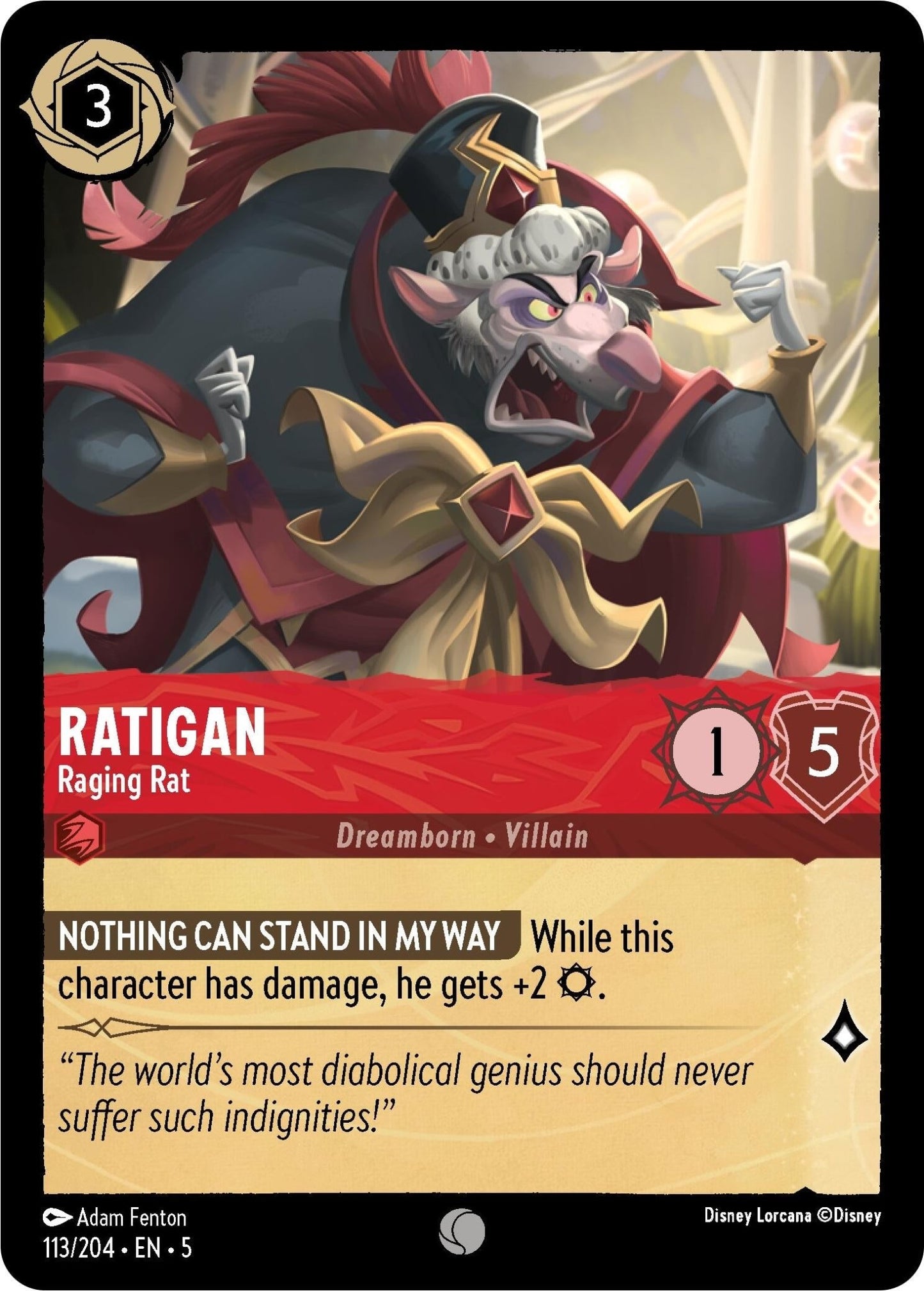 Disney Lorcana - Ratigan - Raging Rat (113/204) (Shimmering Skies)
