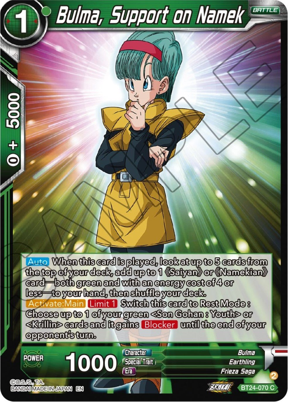 Bulma, Support on Namek (BT24 - 070) (Beyond Generations) by LAB7 Malta, Europe