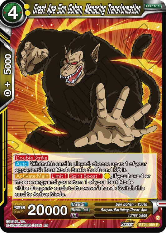 Great Ape Son Gohan, Menacing Transformation (BT24 - 089) (Beyond Generations) by LAB7 Malta, Europe