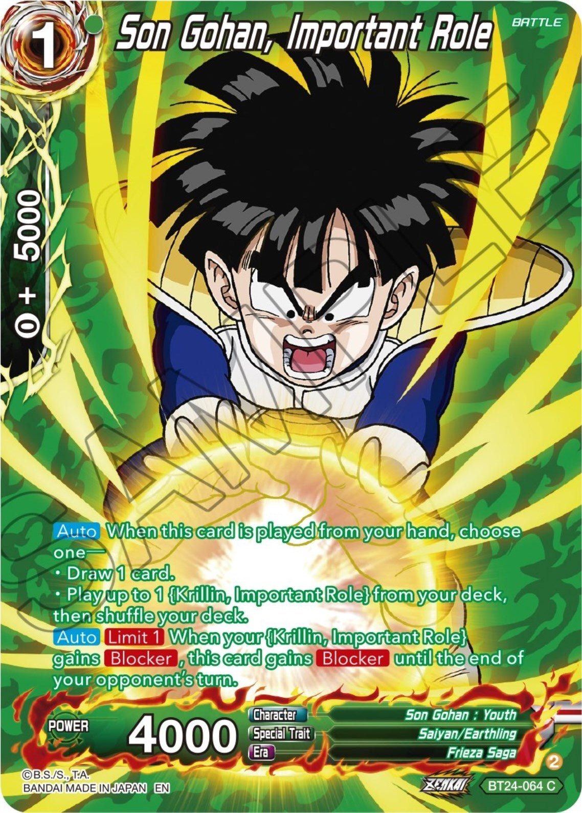 Son Gohan, Important Role (Collector Booster Silver) (BT24 - 064) (Beyond Generations) by LAB7 Malta, Europe