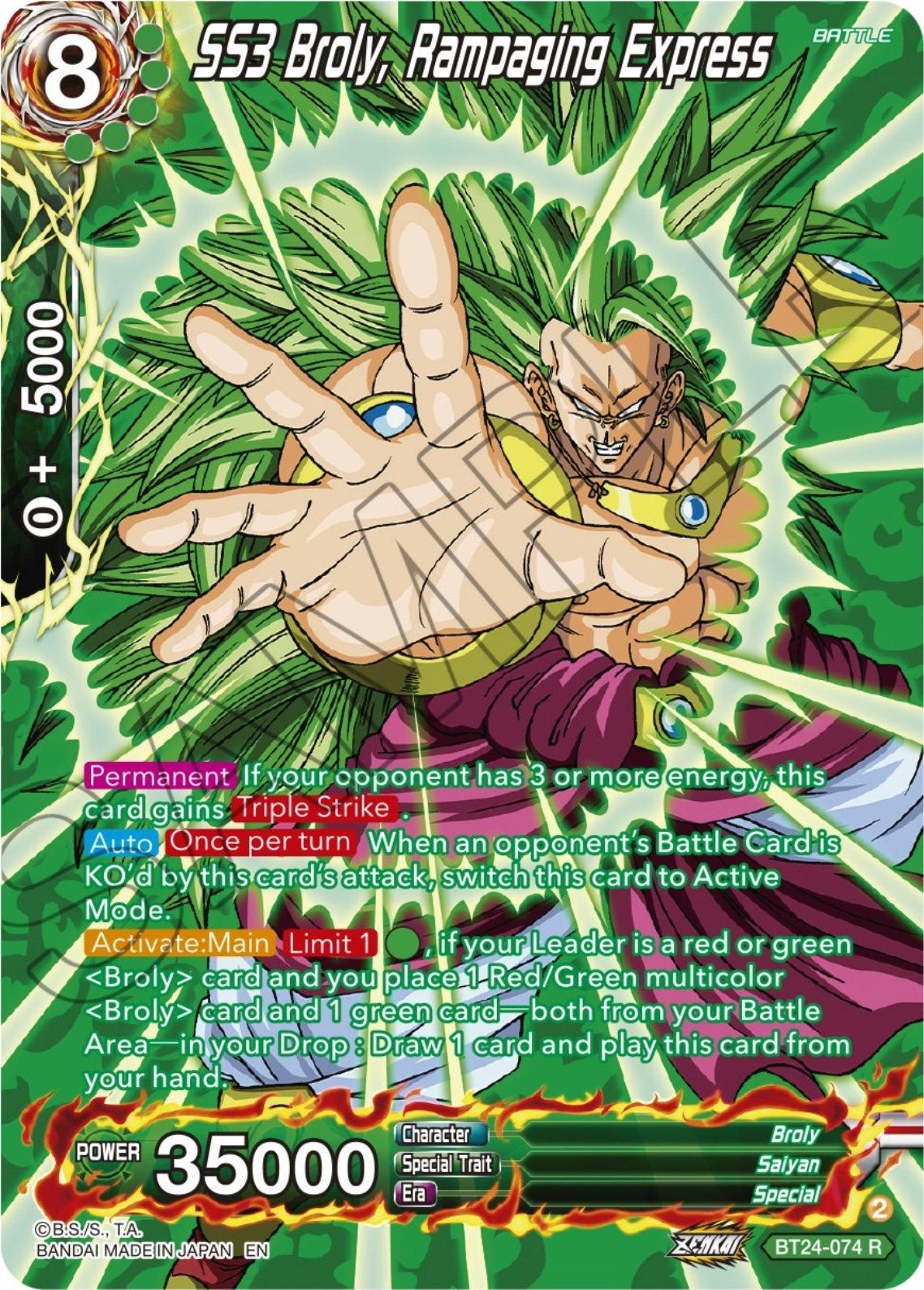 SS3 Broly, Rampaging Express (Collector Booster Silver) (BT24 - 074) (Beyond Generations) by LAB7 Malta, Europe