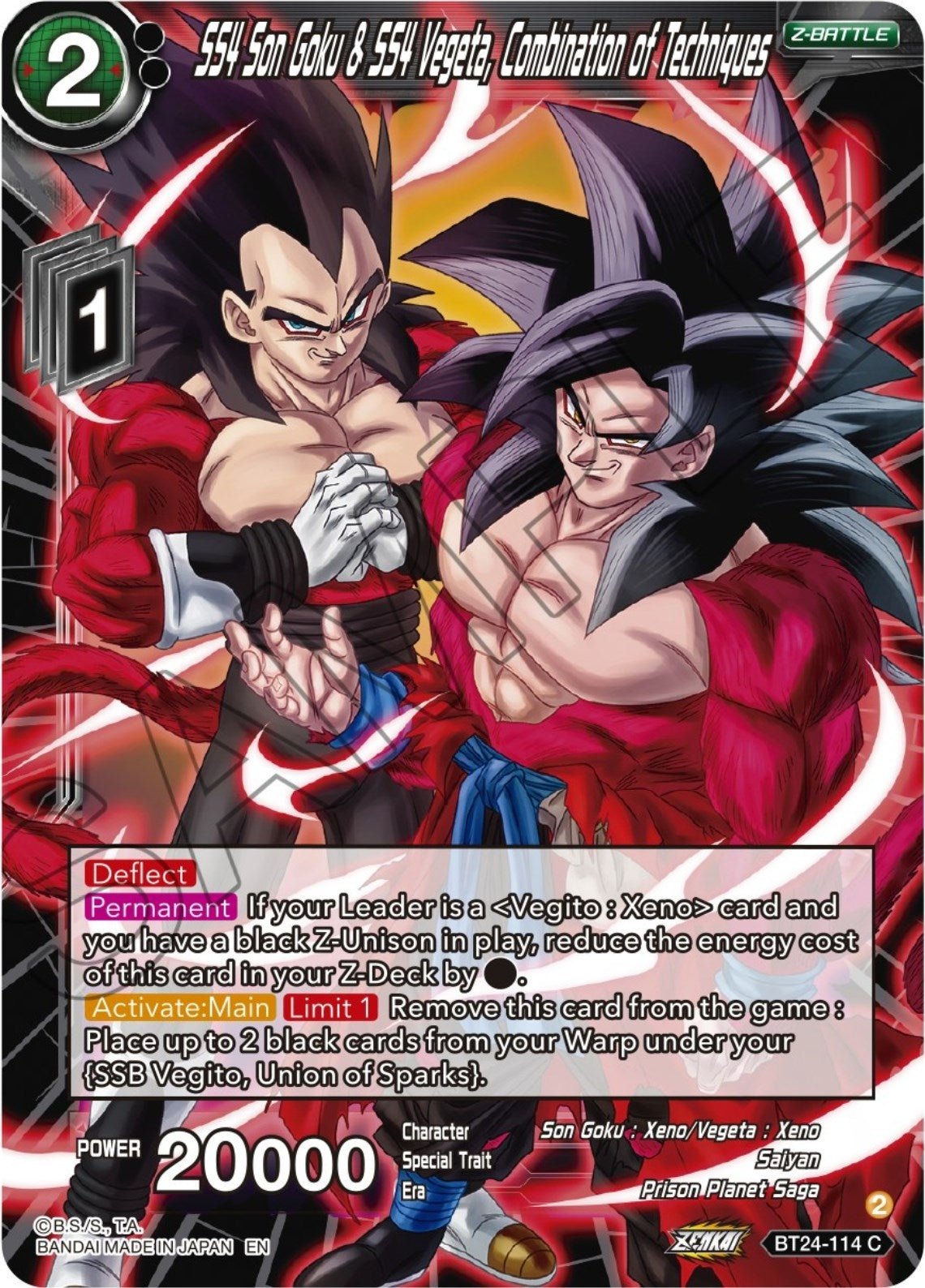 SS4 Son Goku & SS4 Vegeta, Combination of Techniques (BT24 - 114) (Beyond Generations) by LAB7 Malta, Europe