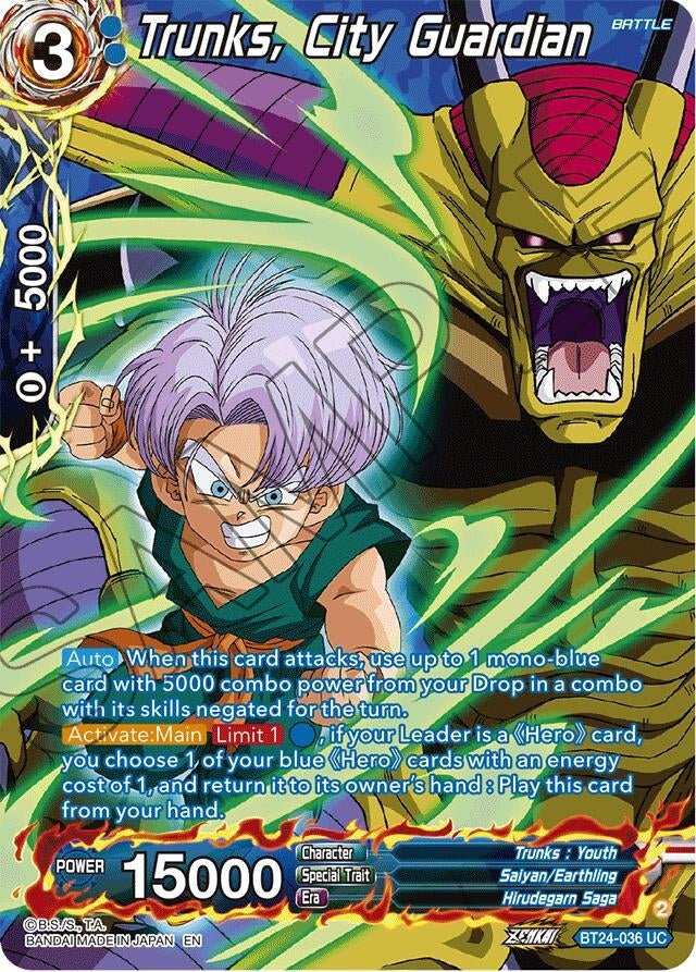Dragon Ball Super: Masters - Trunks, City Guardian (Collector Booster Silver) (BT24 - 036) (Beyond Generations)