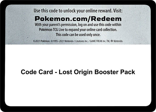 Code Card - Lost Origin Booster Pack (SWSH11: Lost Origin) by LAB7 Malta, Europe