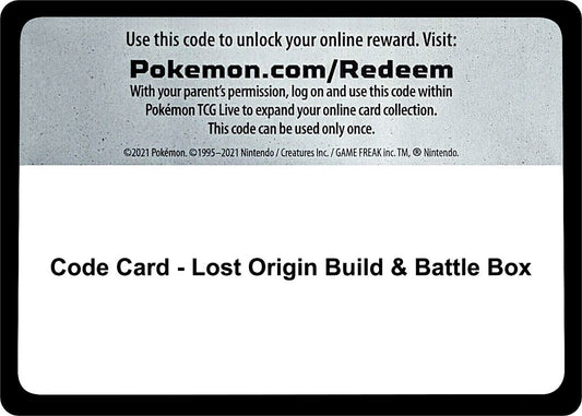 Code Card - Lost Origin Build & Battle Box (SWSH11: Lost Origin) by LAB7 Malta, Europe