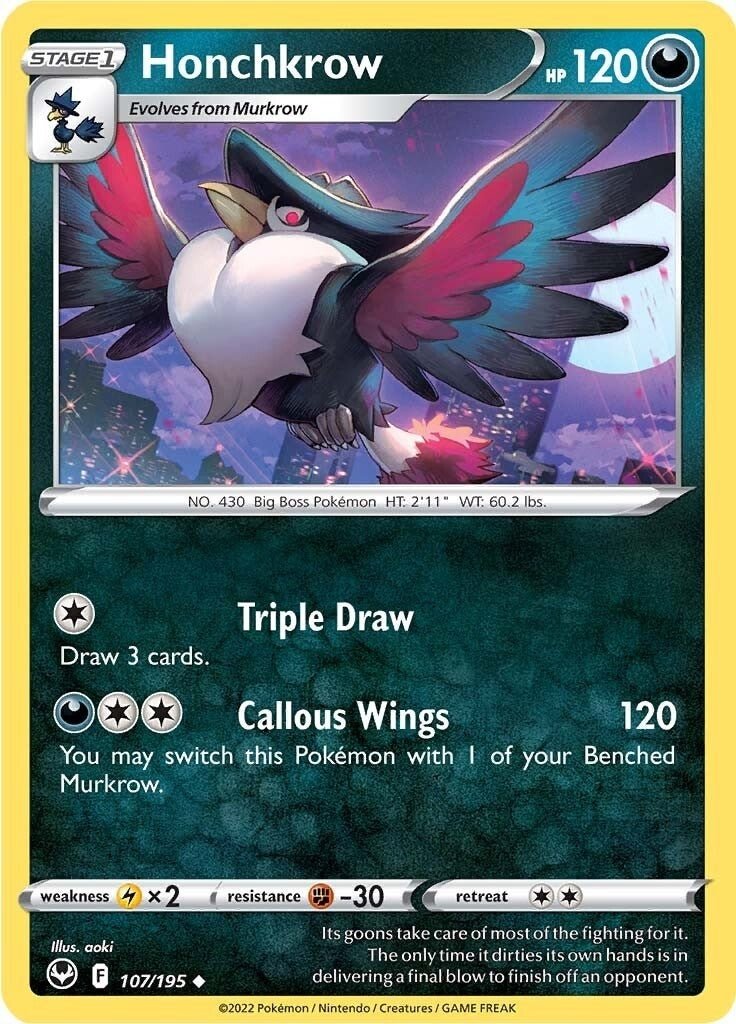 Pokemon - Honchkrow (107/195) (SWSH12: Silver Tempest)