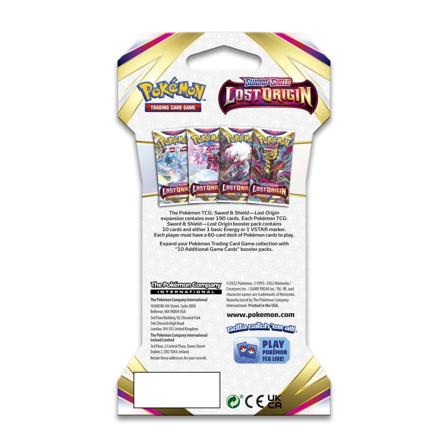Pokemon TCG: Lost Origin - Sleeved Booster by LAB7 Malta, Europe
