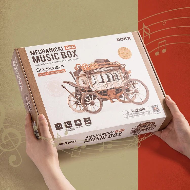 ROKR Stagecoach Mechanical Music Box 3D Wooden Puzzle AMKA1 by LAB7 Malta, Europe