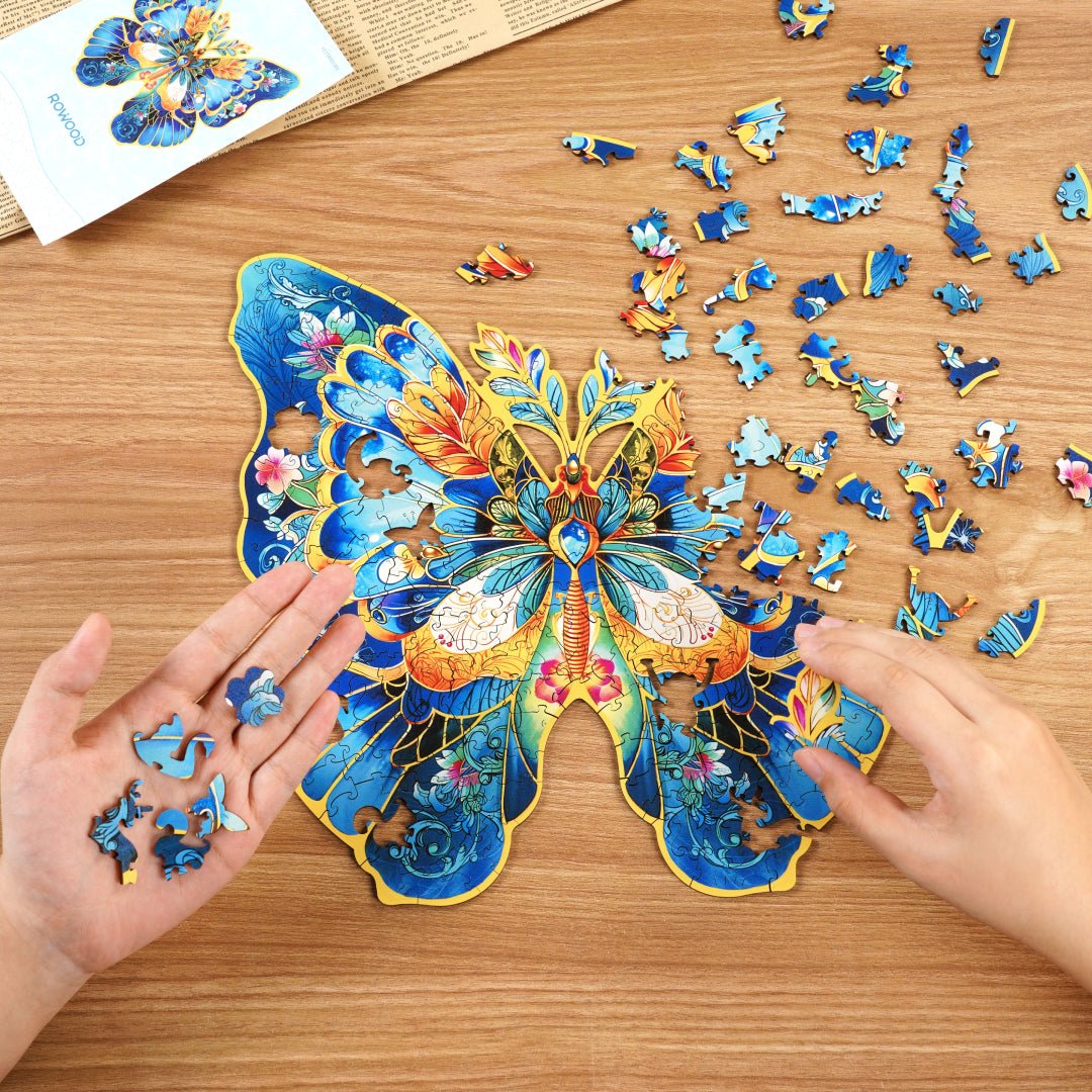Rowood - Rowood Wooden Jigsaw Puzzle Morpho Helena Flower TA003