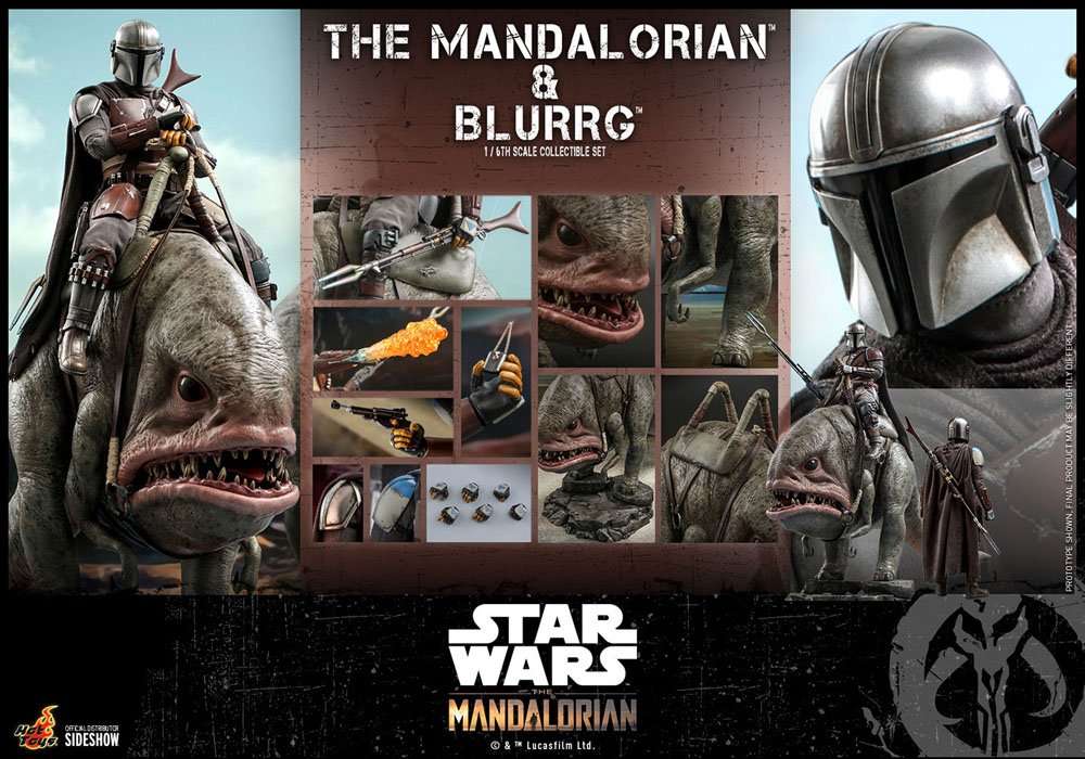 Star Wars The Mandalorian Action Figure 2 - Pack 1/6 The Mandalorian & Blurrg 37 cm by LAB7 Malta, Europe