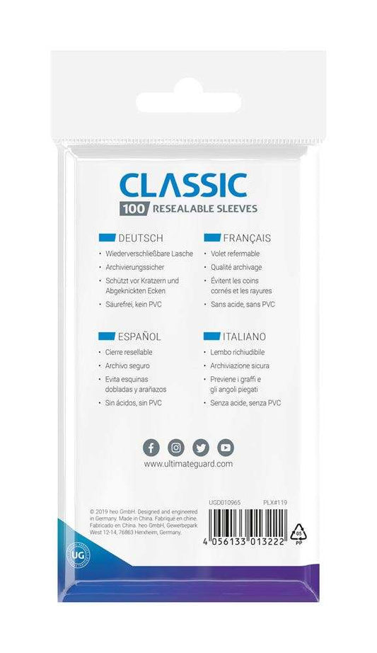 Ultimate Guard Classic Sleeves Resealable Standard Size Transparent (100) by LAB7 Malta, Europe
