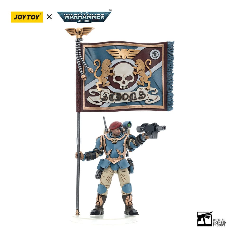 Joy Toy - Warhammer 40k Action Figure 1/18 Astra Militarum Tempestus Scions Command Squad 55th Kappic Eagles Banner Bearer 12 cm
