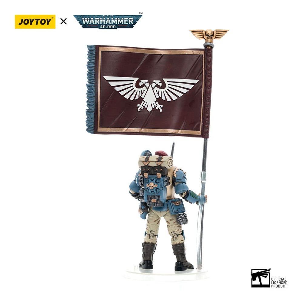 Joy Toy - Warhammer 40k Action Figure 1/18 Astra Militarum Tempestus Scions Command Squad 55th Kappic Eagles Banner Bearer 12 cm