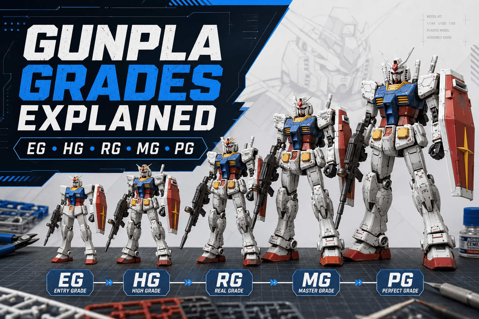Gunpla Grades Explained: EG, HG, RG, MG and PG