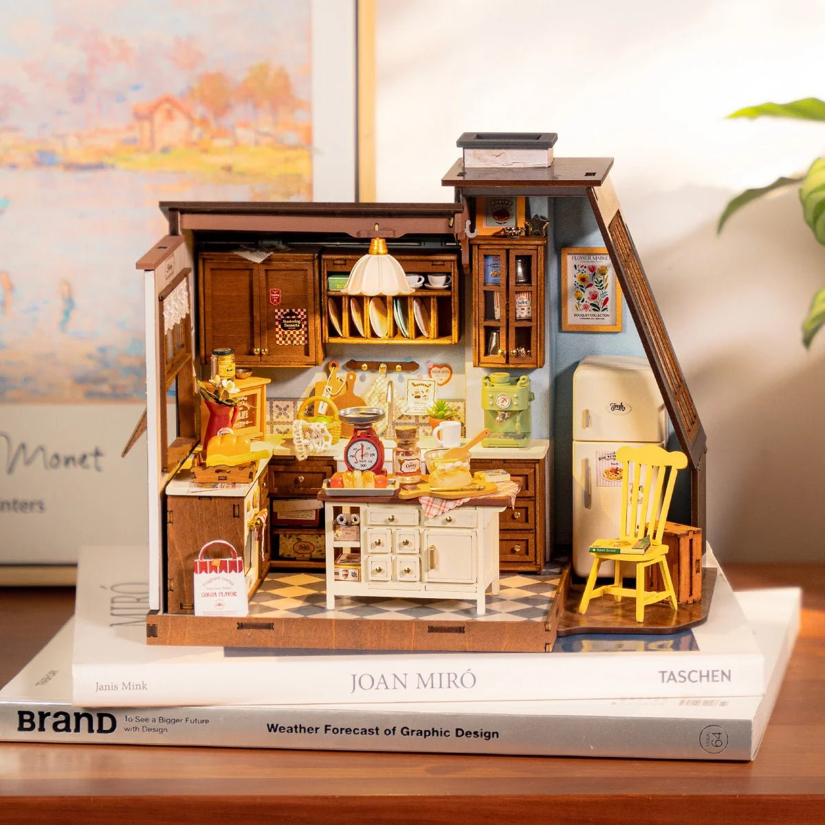 ZQWE Supporto per libri in legno 3D per casa delle bambole fai da te in legno, kit per edifici con luce LED per adolescenti e adulti, regalo creativo per compleanni, Halloween