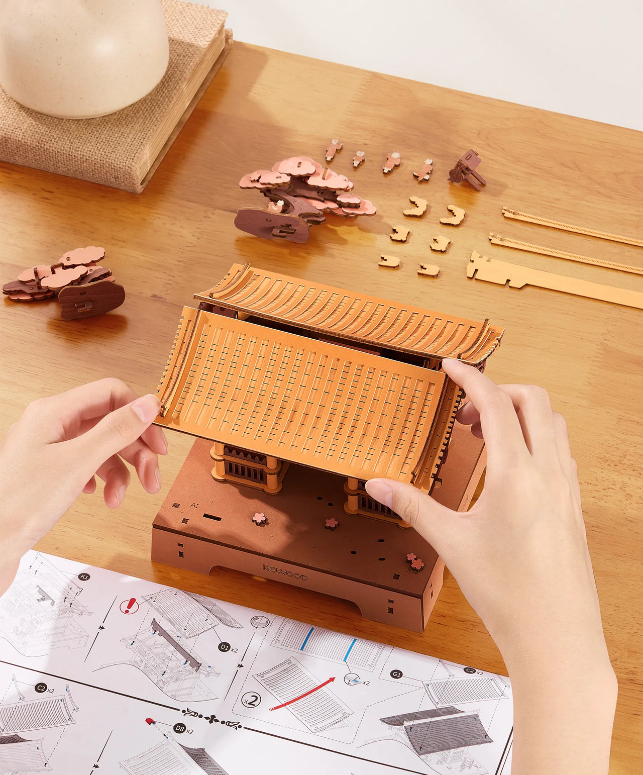 Rowood Sacred Sakura Temple TGA08 – 219-Piece DIY 3D Wooden Puzzle