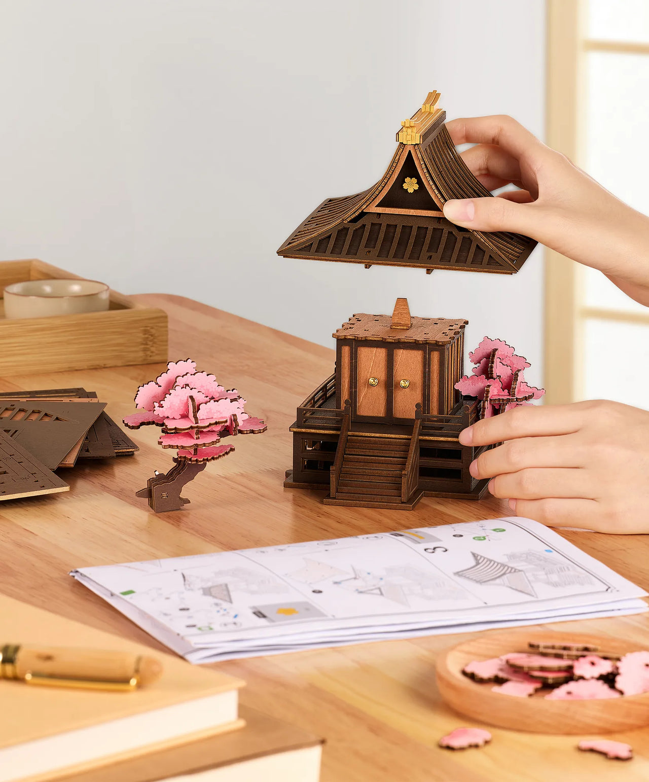 Rowood Sakura Retreat TGA09 – DIY 3D Wooden Puzzle & Japanese-Inspired Model Kit
