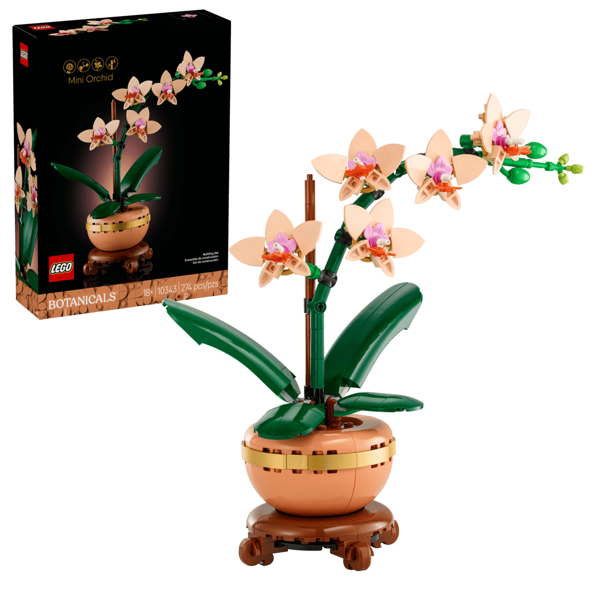 LEGO Botanicals Mini Orchid 10343 – 274-Piece Flower Building Set for Adults, 25cm