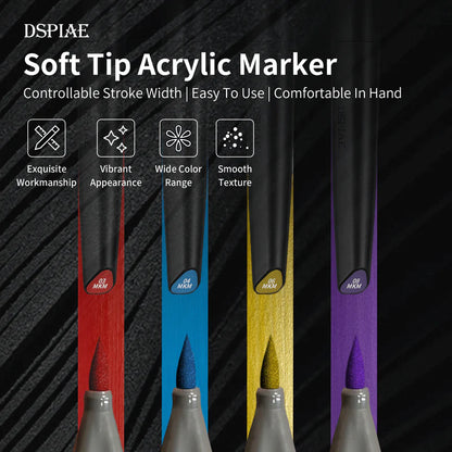 DSPIAE Soft Tip Acrylic Marker - Metallic Colours