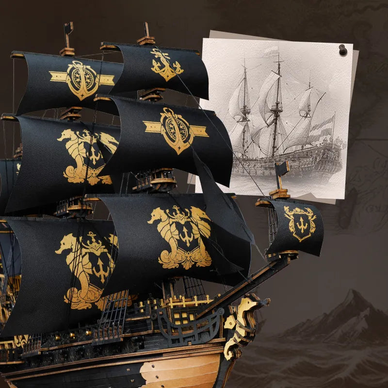 ROKR The Seahorse Barque 3D Wooden Ship Puzzle MCB02