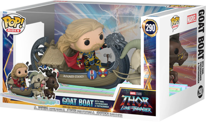 Funko POP! Thor 4: Love and Thunder - Thor, Toothgnasher & Toothgrinder with Goat Boat Pop Rides #290 by LAB7 Malta