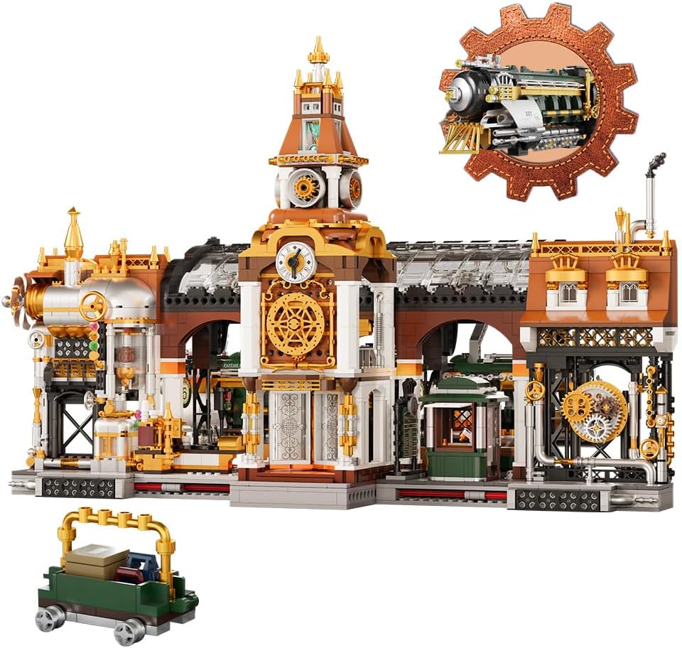 Original-Steampunk Series Construction Set Steampunk Railway Station 36 cm