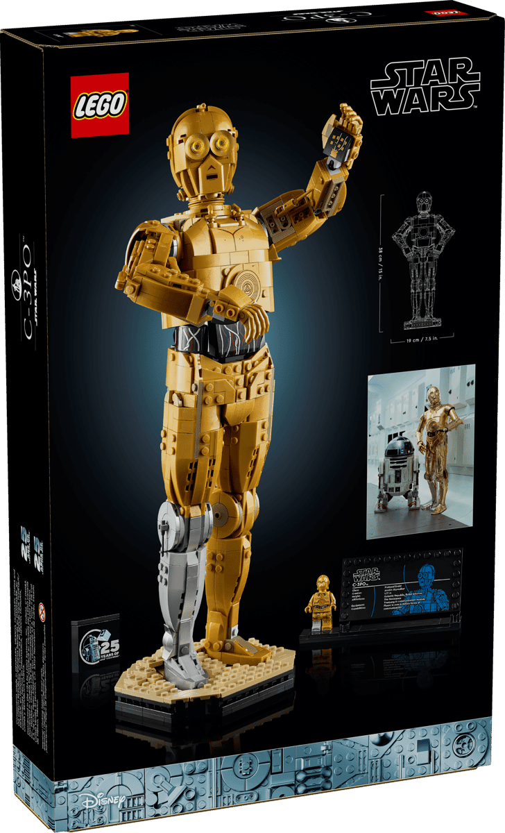 LEGO Star Wars C-3PO 75398 – Buildable Droid Display Model with Minifigure, 25th Anniversary Set