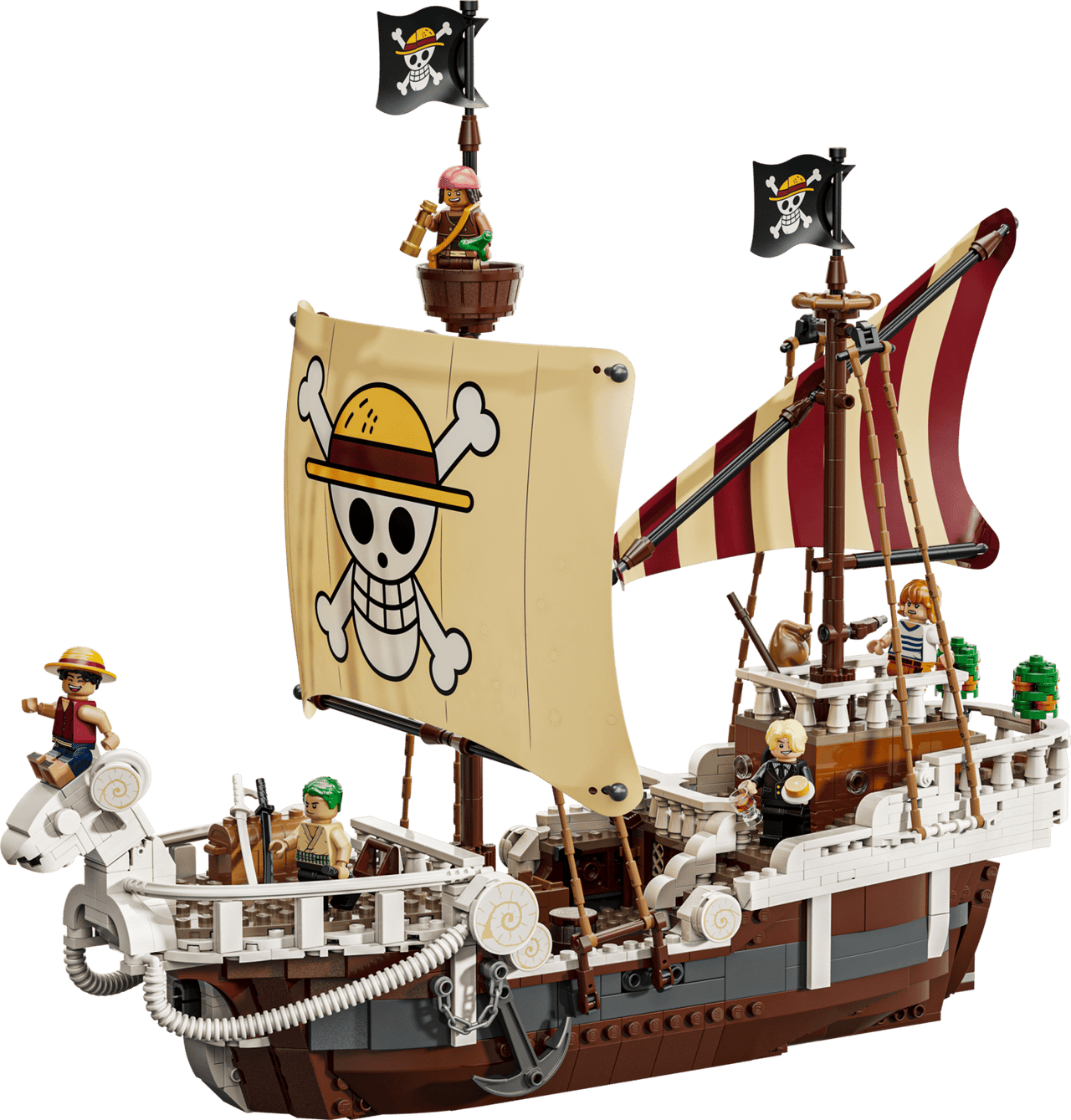 LEGO ONE PIECE The Going Merry Pirate Ship 75639 – 1,376-Piece Building Set with 5 Straw Hat Pirates Minifigures
