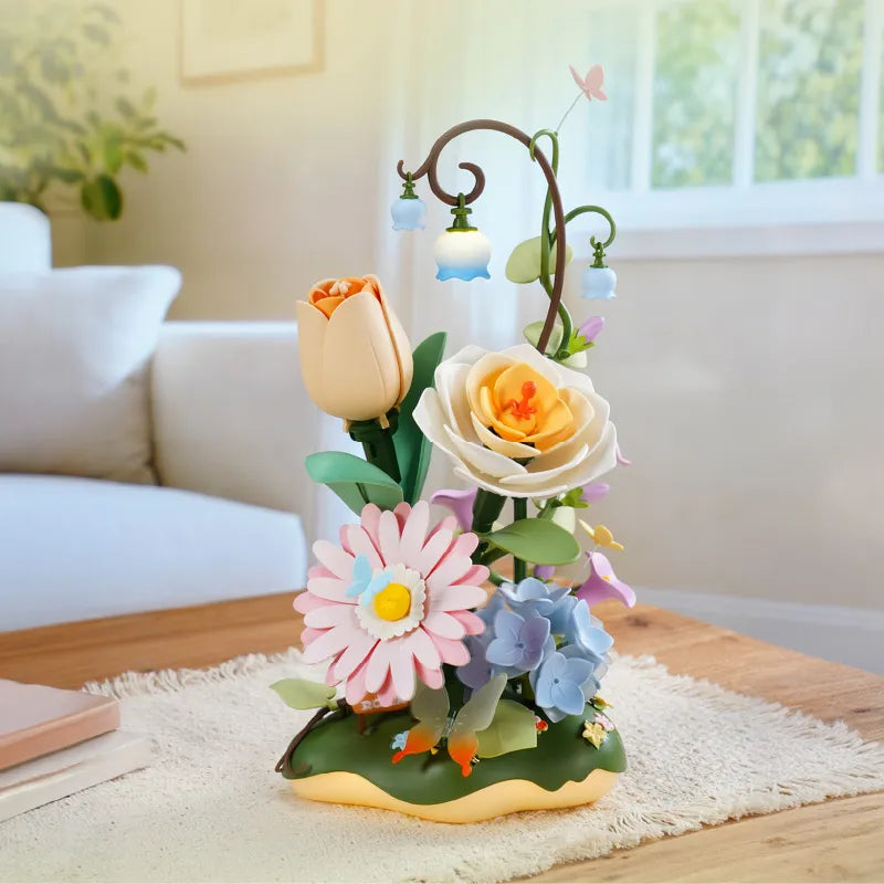 ROKR Garden Ramble AF02D – DIY 3D Blooming Flower Puzzle with LED Lights & Moving Flowers
