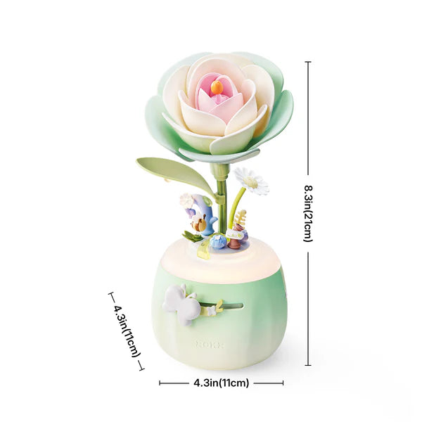 ROKR Minty Camellia Lamp AF02S – DIY 3D Flower Night Light with Moving Petals & Adjustable Brightness