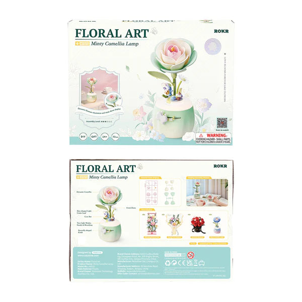 ROKR Minty Camellia Lamp AF02S – DIY 3D Flower Night Light with Moving Petals & Adjustable Brightness