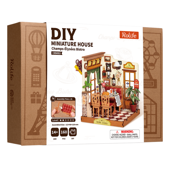 Rolife Champs-Élysées Bistro DS053 – 160-Piece DIY Miniature House Kit
