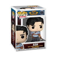 Funko Pop! vinyl figure packaging for 'Ash' from 'The Army of Darkness' on a white background