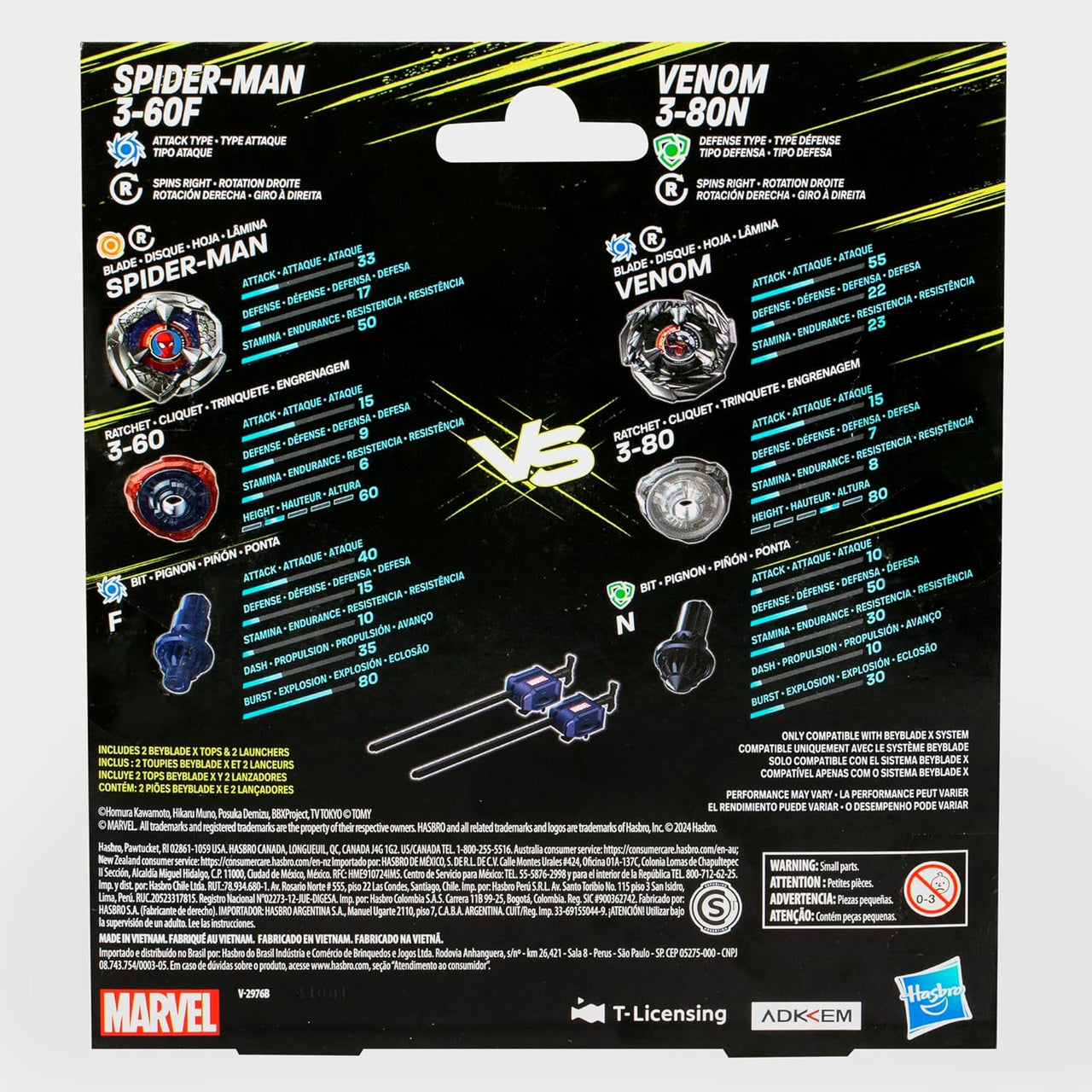 Hasbro Beyblade X Marvel Spider-Man & Venom Dual Pack – 3-60F / 3-80N