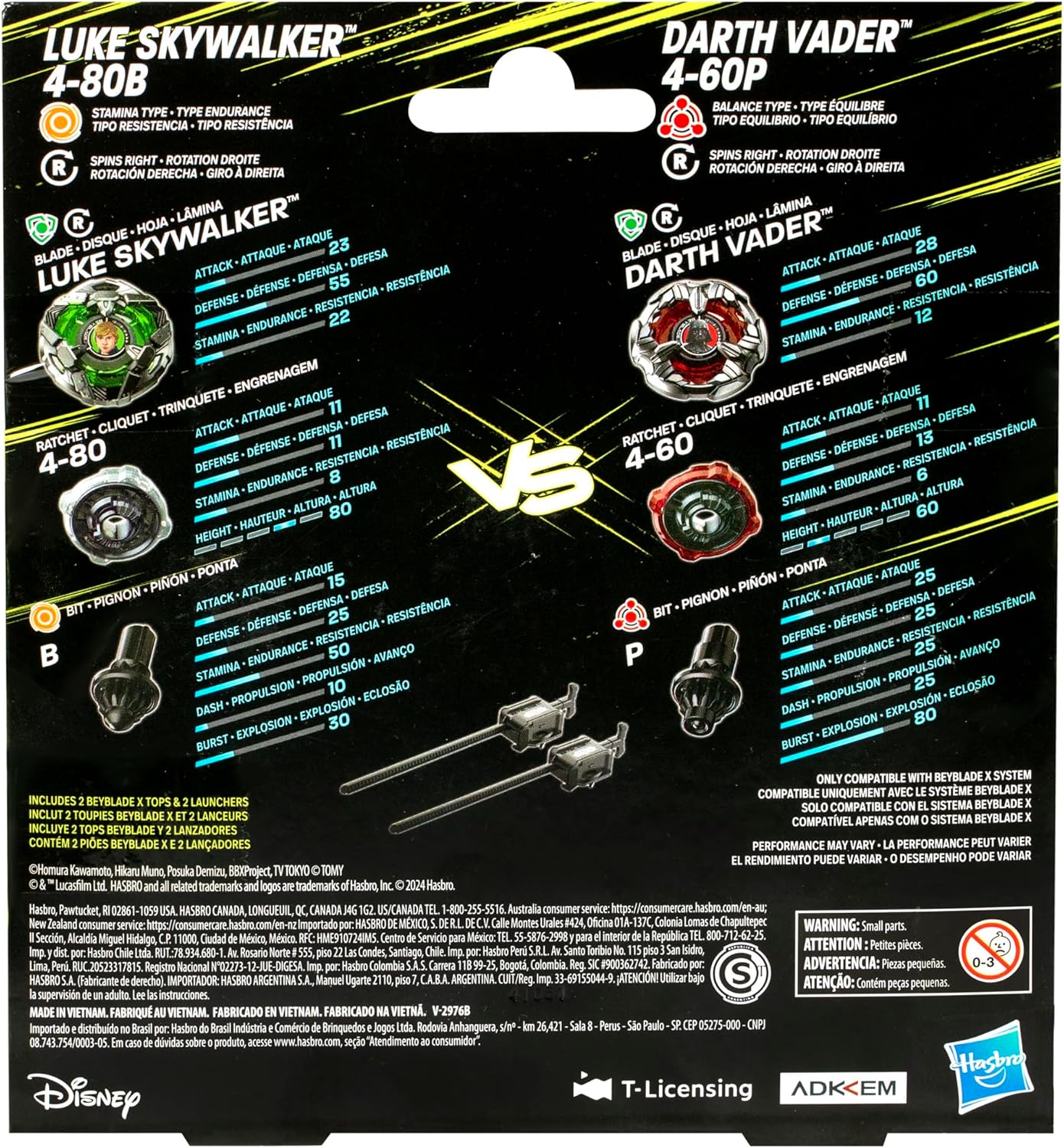 Hasbro Beyblade X Star Wars Luke & Darth Vader Dual Pack 4-80B 4-60P