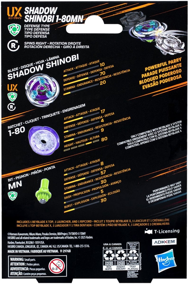 Hasbro Beyblade X Shadow Shinobi 1-80MN UX Starter Pack – Battle Set