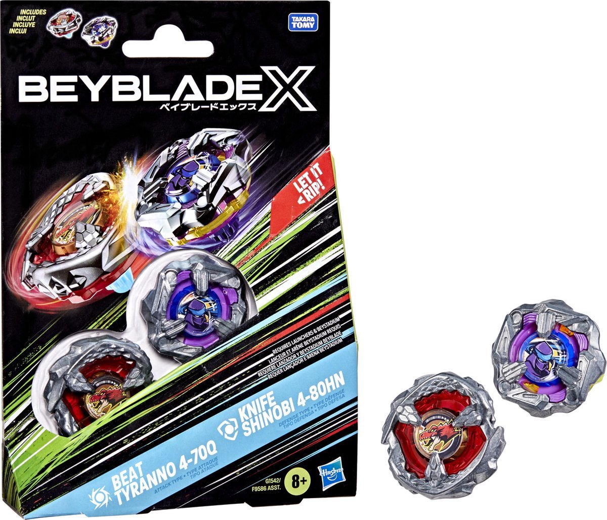 Hasbro Beyblade X Beat Tyranno & Knife Shinobi Dual Pack 4-70Q 4-80HN