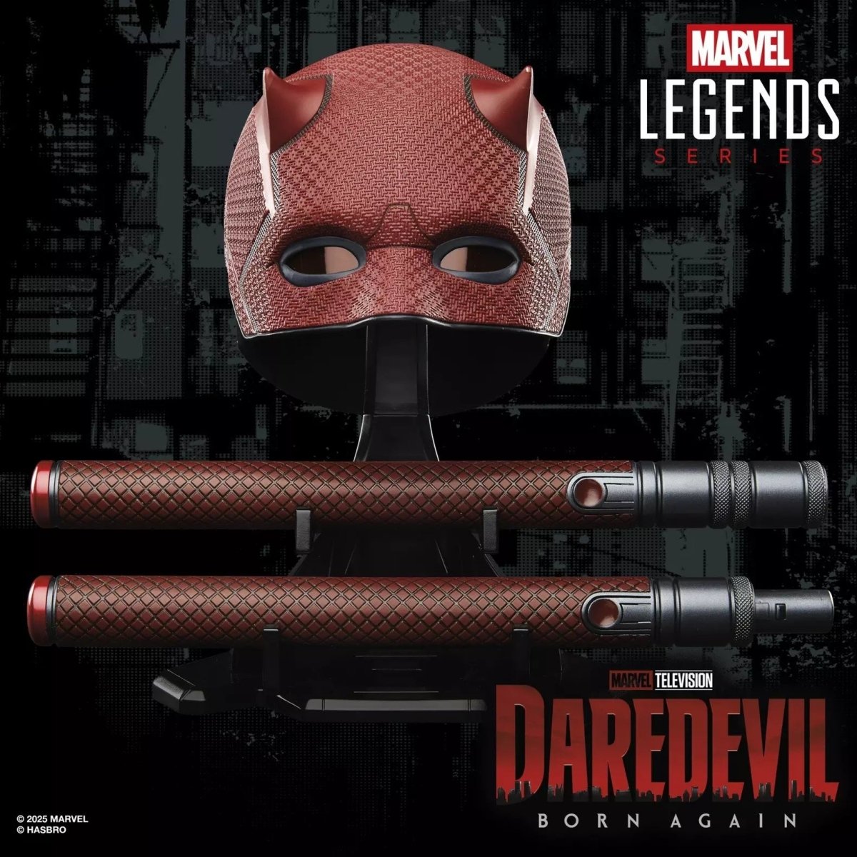 Hasbro Marvel Legends Daredevil Born Again Helmet & Baton 1:1 Scale – Premium Roleplay Replica