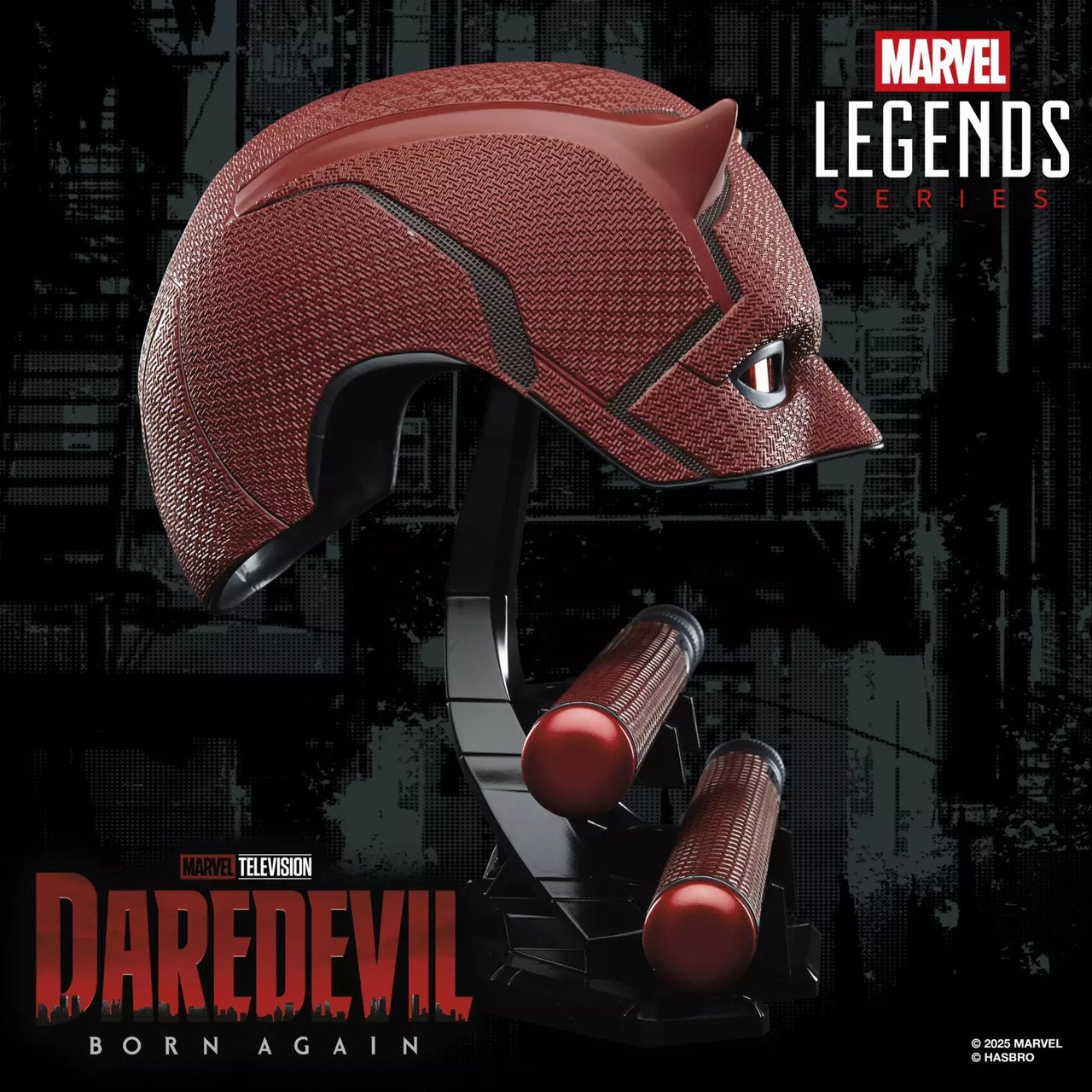 Hasbro Marvel Legends Daredevil Born Again Helmet & Baton 1:1 Scale – Premium Roleplay Replica