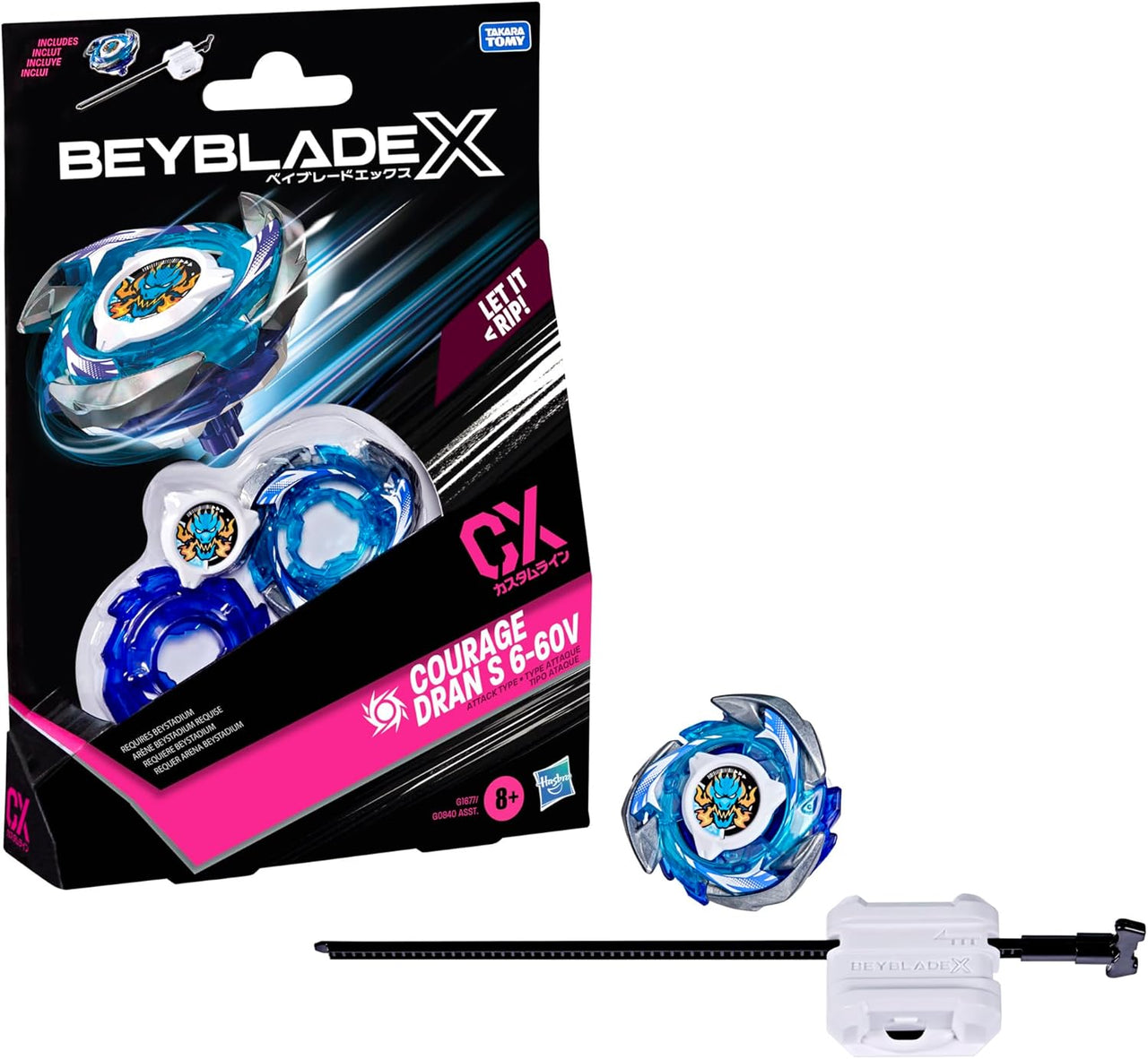 Hasbro Beyblade X Courage Dran S 6-60V CX Starter Pack – Attack Type Beyblade with Launcher