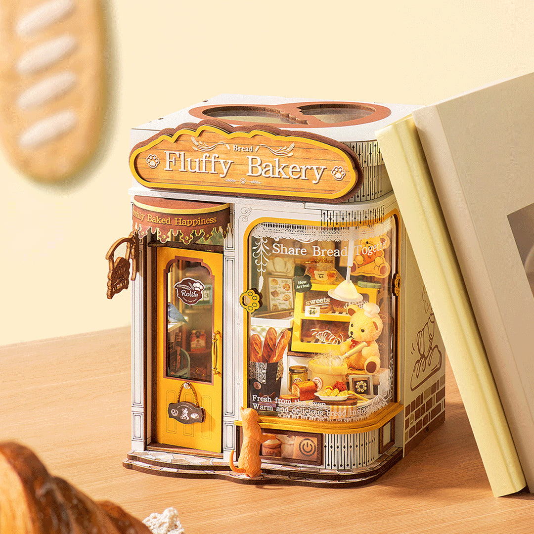 Rolife Fluffy Bakery TGE07 – 277-Piece DIY Book Nook Kit with LED Lighting