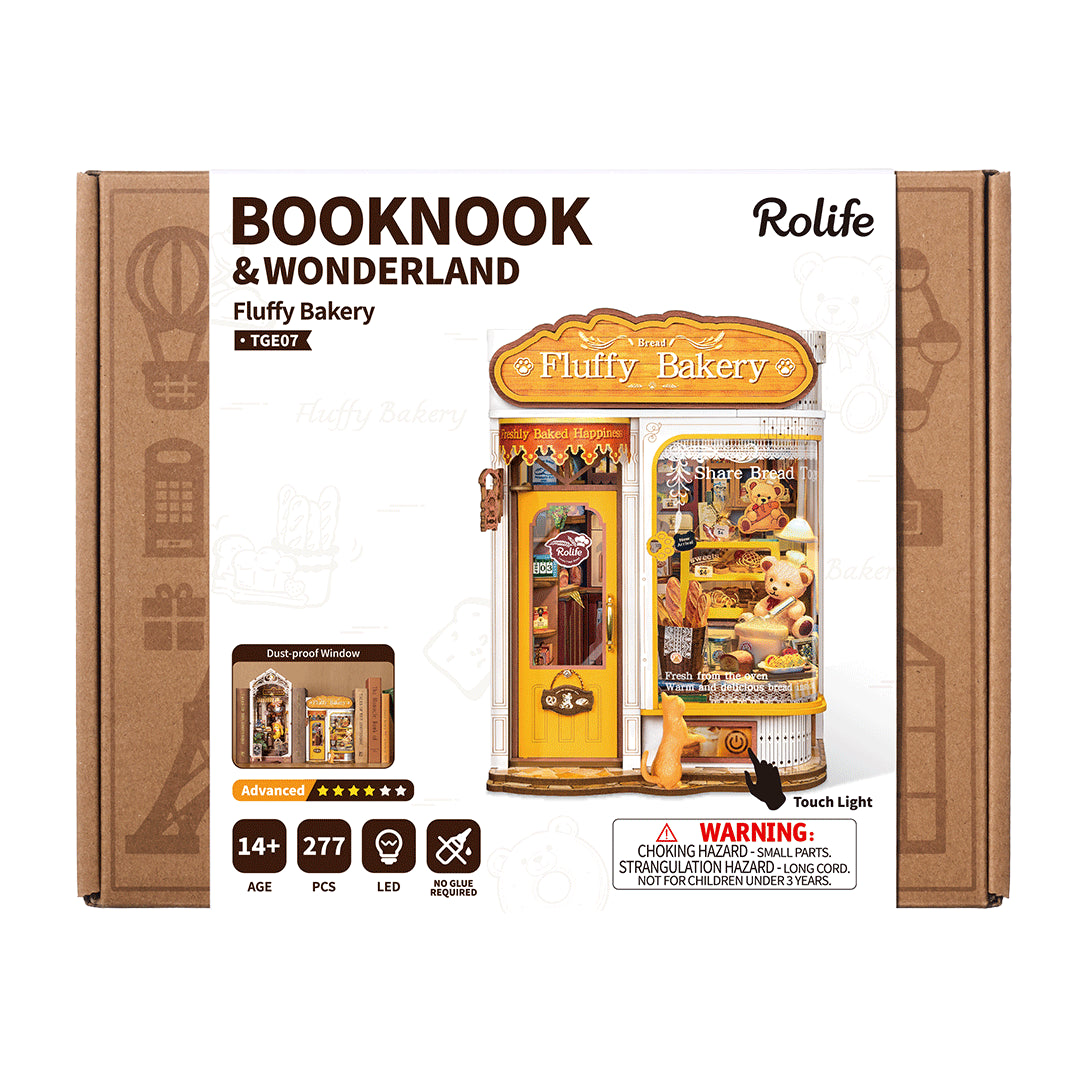 Rolife Fluffy Bakery TGE07 – 277-Piece DIY Book Nook Kit with LED Lighting