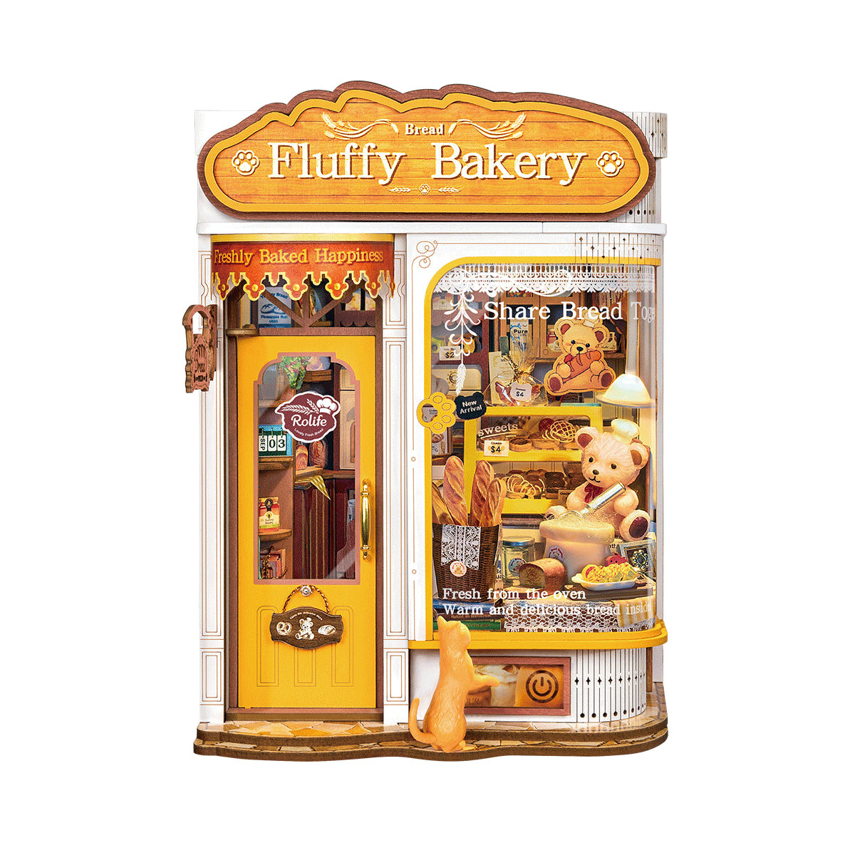 Rolife Fluffy Bakery TGE07 – 277-Piece DIY Book Nook Kit with LED Lighting