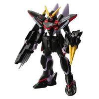 Front view of the Bandai HG 1/144 Blitz Gundam GAT-X207 model kit in black, red, and purple with signature claw weapons.
