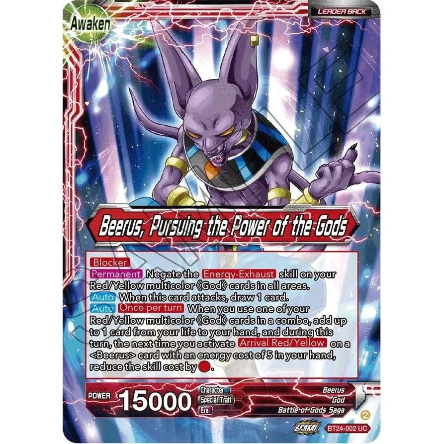 Beerus // Beerus, Pursuing the Power of the Gods (Collector Booster Foil) (BT24-002) (Beyond Generations) in Malta | LAB7