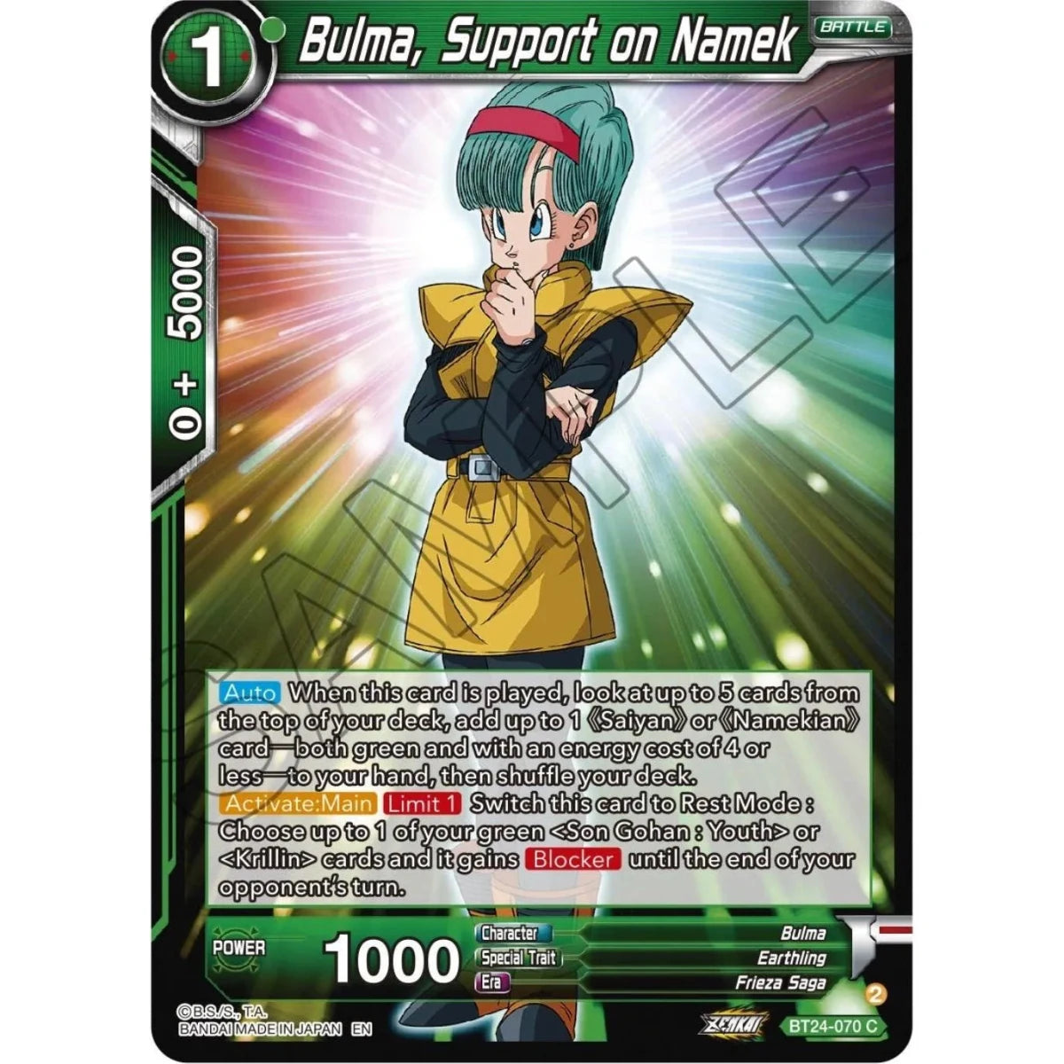 Bulma, Support on Namek (BT24-070) (Beyond Generations) in Malta | LAB7
